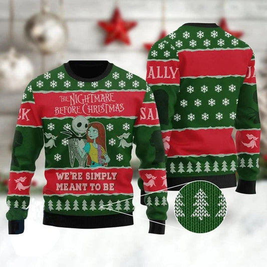 Jack & Sally We're Simply Meant to Be Christmas Ugly Sweater