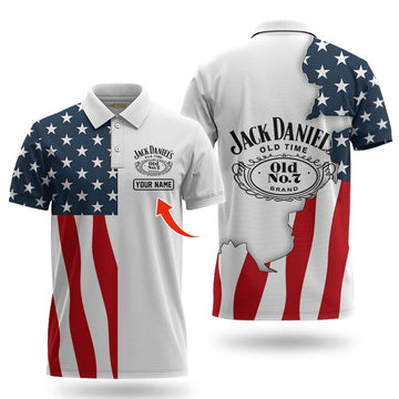 Personalized Jack Daniel's American Flag Polo Shirt