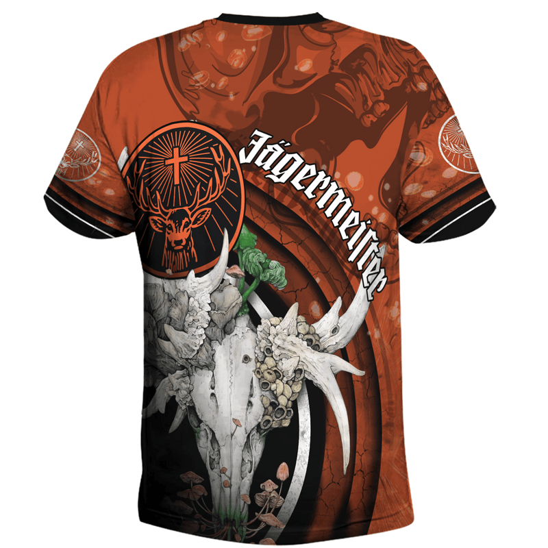 Jagermeister Deer Skull With Mushrooms T-Shirt