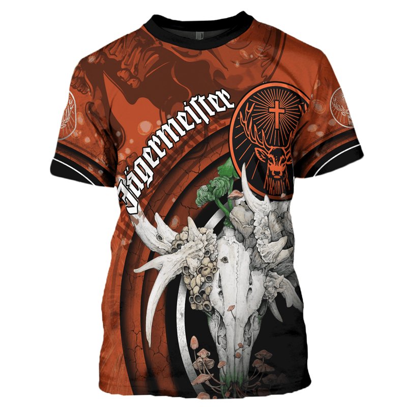 Jagermeister Deer Skull With Mushrooms T - Shirt - Flexiquor.com