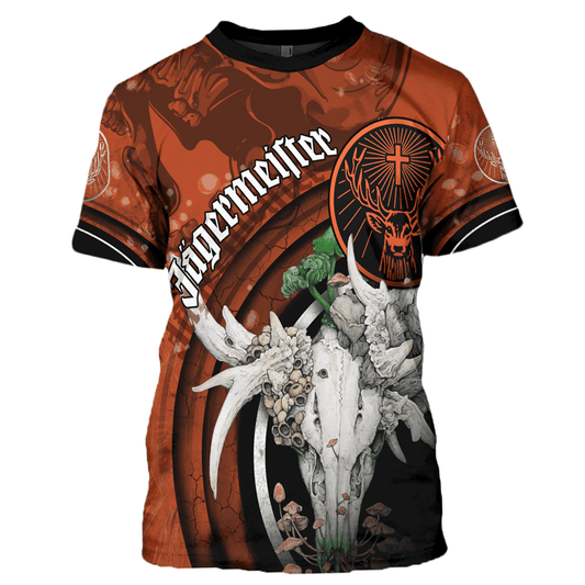 Jagermeister Deer Skull With Mushrooms T-Shirt