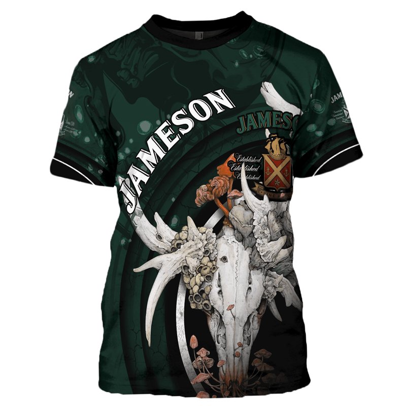 Jameson Deer Skull With Mushrooms T - Shirt - Flexiquor.com