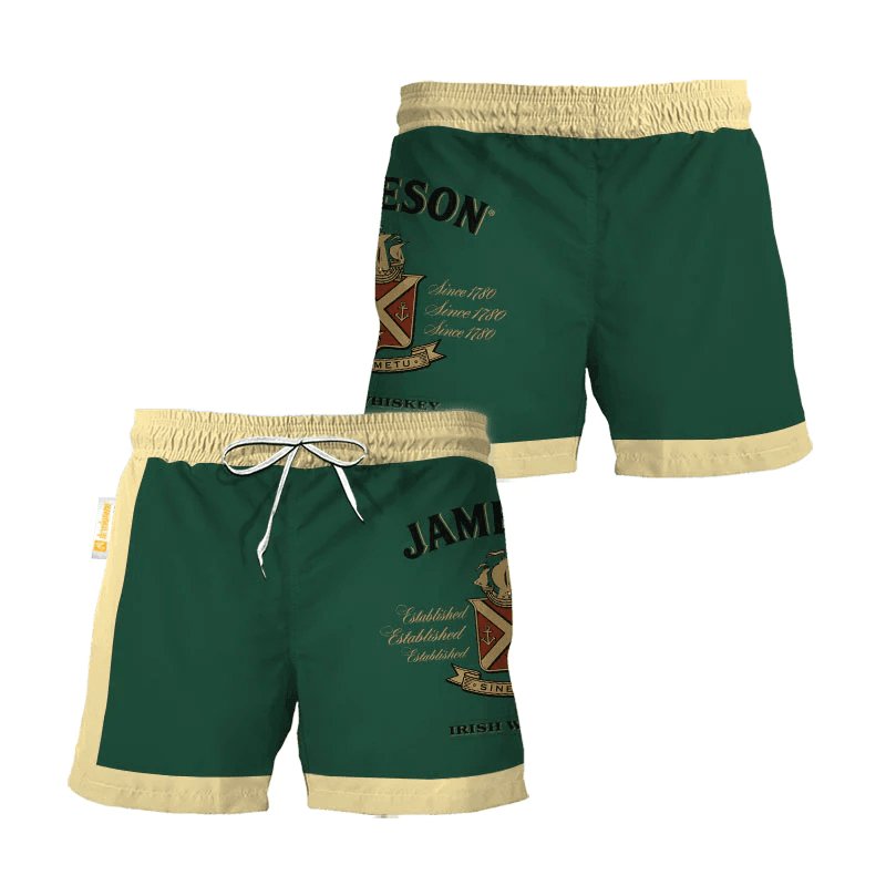 Jameson Green Beige Basic Swim Trunks - Flexiquor.com