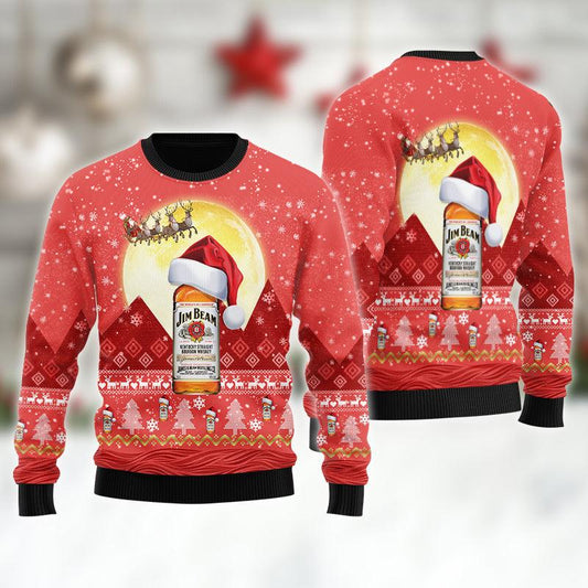 Santa Claus Sleigh Jim Beam Ugly Sweater