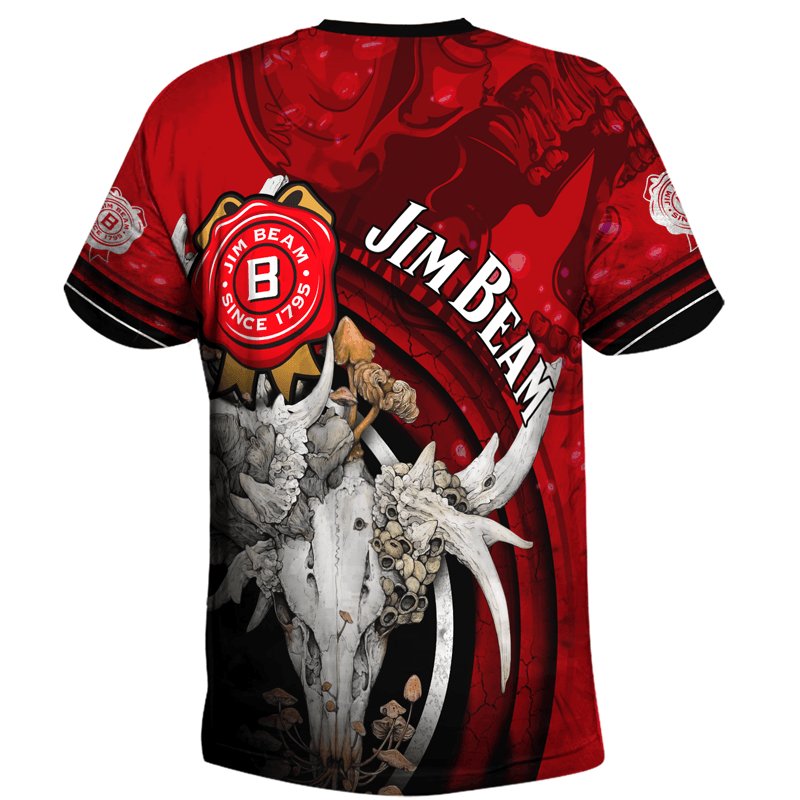 Jim Beam Deer Skull With Mushrooms T - Shirt - Flexiquor.com