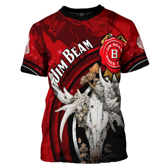 Jim Beam Deer Skull With Mushrooms T - Shirt - Flexiquor.com