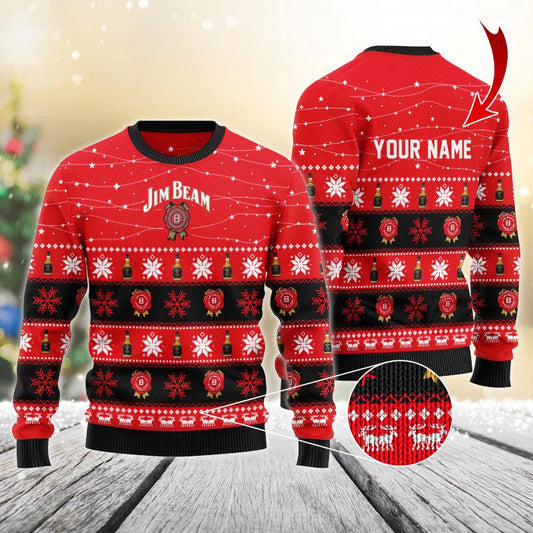 Personalized Christmas Twinkle Lights Jim Beam Christmas Sweater