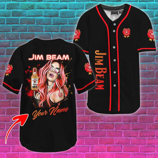 Personalized The Girl Like Jim Beam Baseball Jersey