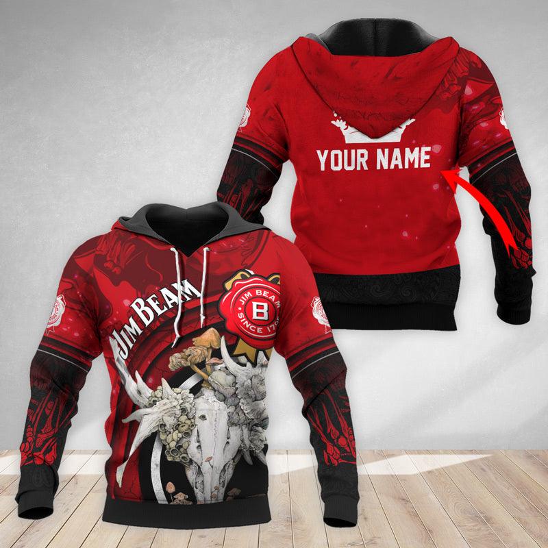 Personalized Jim Beam Deer Skull With Mushrooms Hoodie & Zip Hoodie - Flexiquor.com