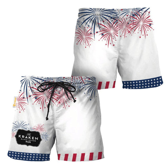 Kraken Rum American Independence Day Swim Trunks - Flexiquor.com