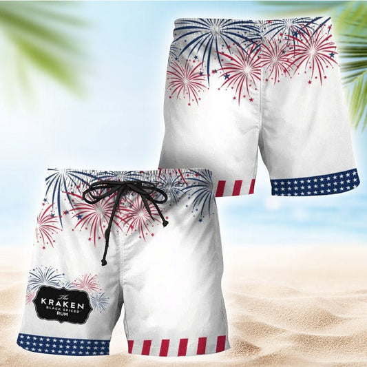 Kraken Rum American Independence Day Swim Trunks - Flexiquor.com