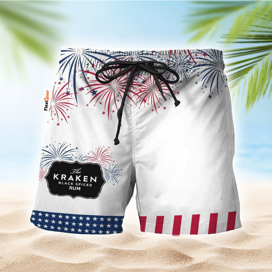 Kraken Rum American Independence Day Swim Trunks - Flexiquor.com
