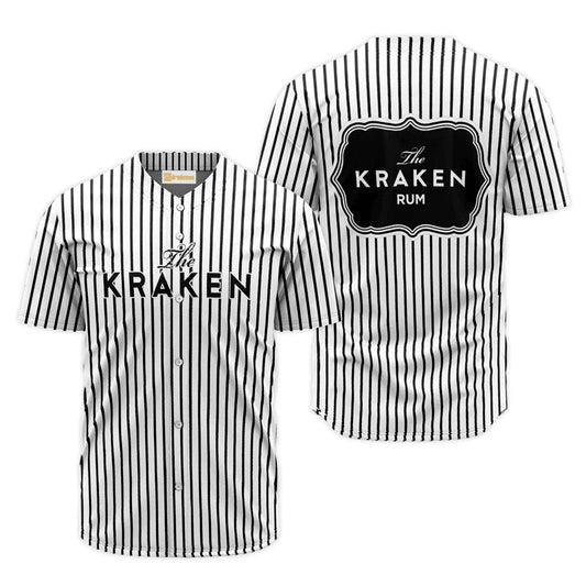 Kraken Rum Black And White Striped Jersey Shirt - Flexiquor.com