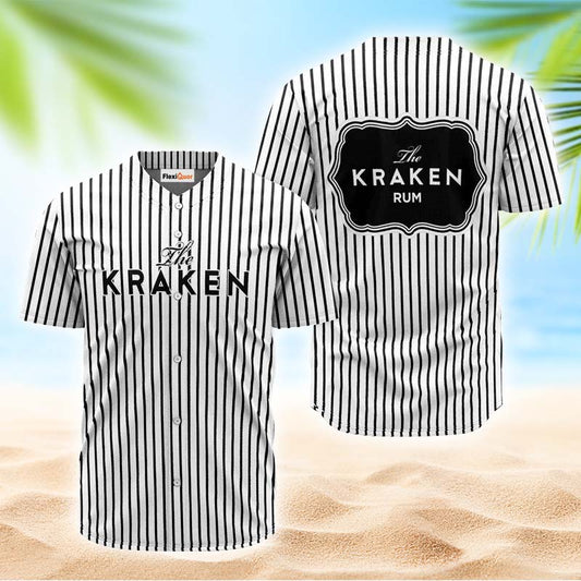 Kraken Rum Black And White Striped Jersey Shirt - Flexiquor.com