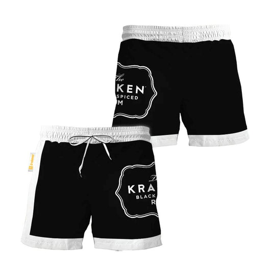 Kraken Rum Black White Basic Swim Trunks - Flexiquor.com