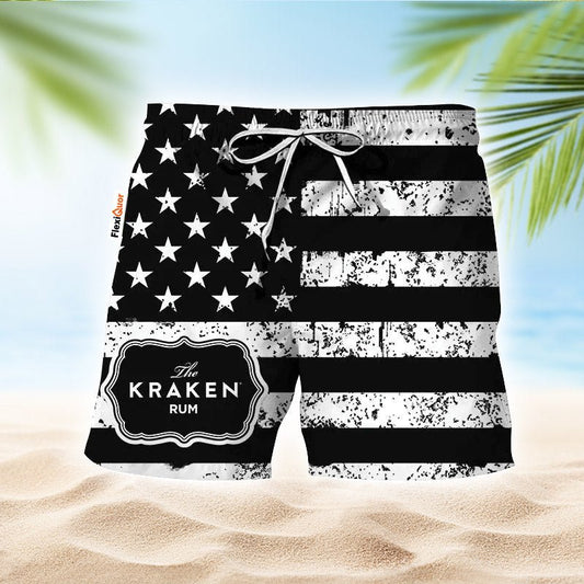 Kraken USA Flag Swim Trunks - Flexiquor.com