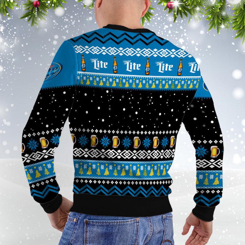 Miller Lite Santa Reindeer Snowflake Christmas Sweater