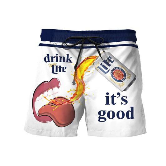 Let's Drink Miller Lite Swim Trunks - Flexiquor.com