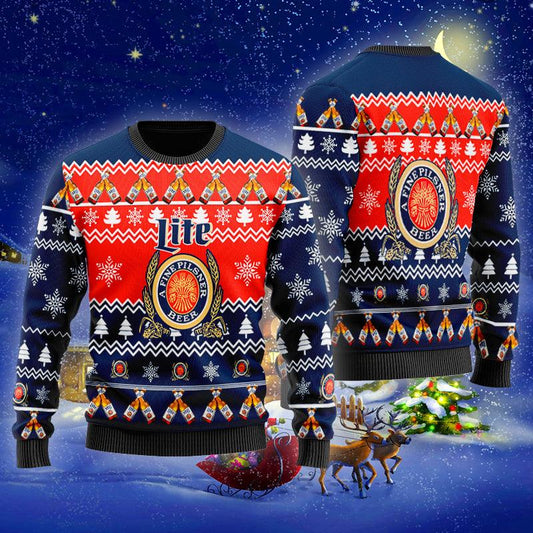 Christmas Cheers With Miller Lite Ugly Sweater