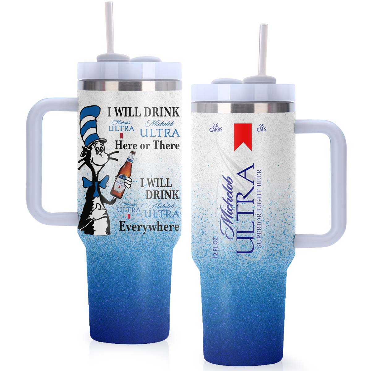 Michelob Ultra Cat In The Hat Tumbler With Handle - Flexiquor.com