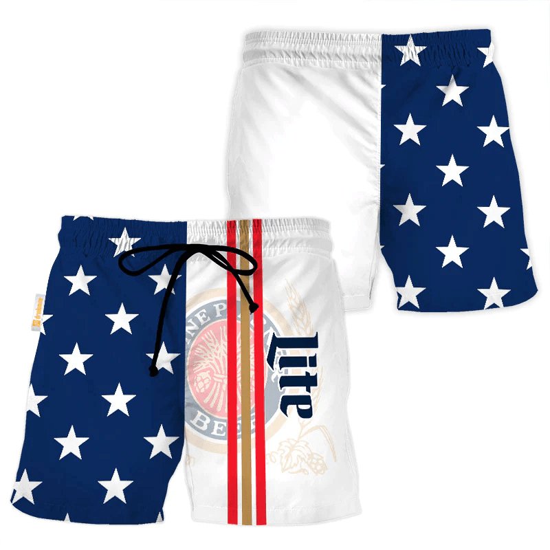 Miller Lite American Flag Swim Trunks - Flexiquor.com