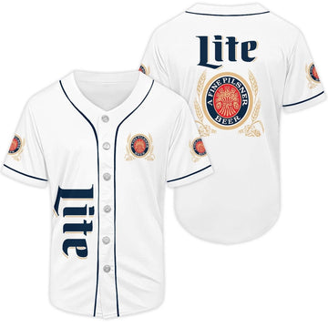 Miller Lite White Baseball Jersey - Flexiquor.com