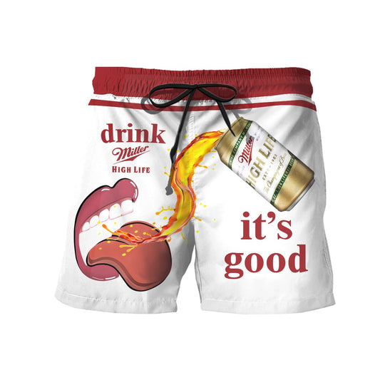 Let's Drink Miller High Life Swim Trunks - Flexiquor.com