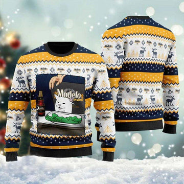 Modelo Negra Cat Meme Christmas Ugly Sweater