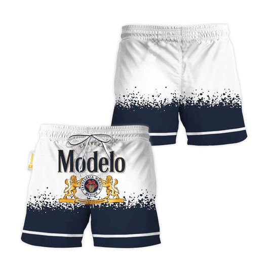 Modelo White Blue Basic Swim Trunks - Flexiquor.com