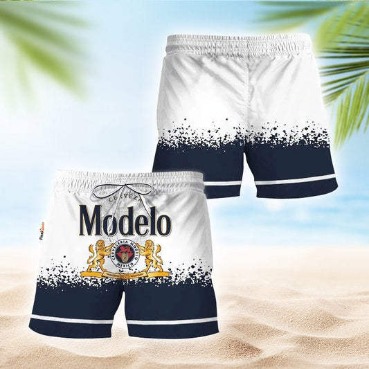 Modelo White Blue Basic Swim Trunks - Flexiquor.com