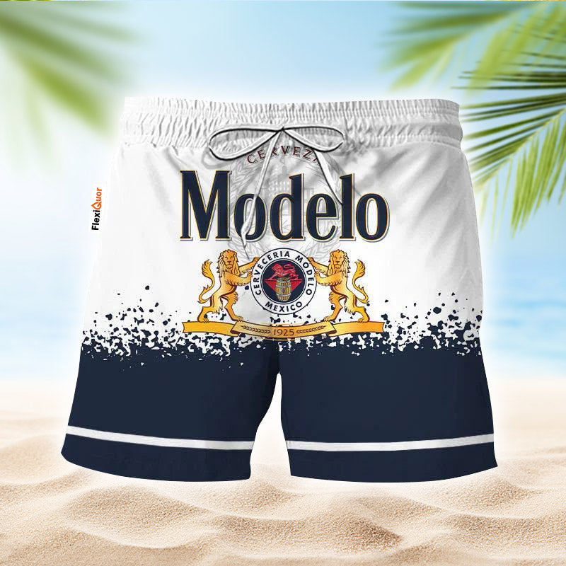 Modelo White Blue Basic Swim Trunks - Flexiquor.com