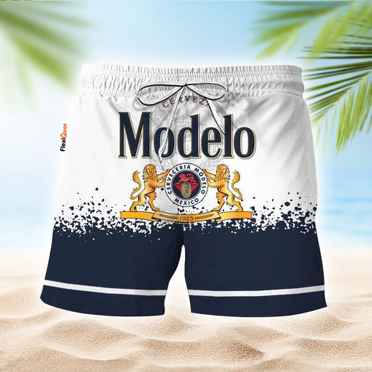Modelo White Blue Basic Swim Trunks - Flexiquor.com