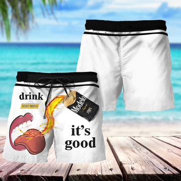 Let's Drink Modelo Negra Swim Trunks - Flexiquor.com