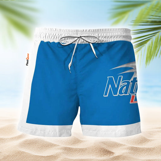 Natural Light Blue White Basic Swim Trunks - Flexiquor.com