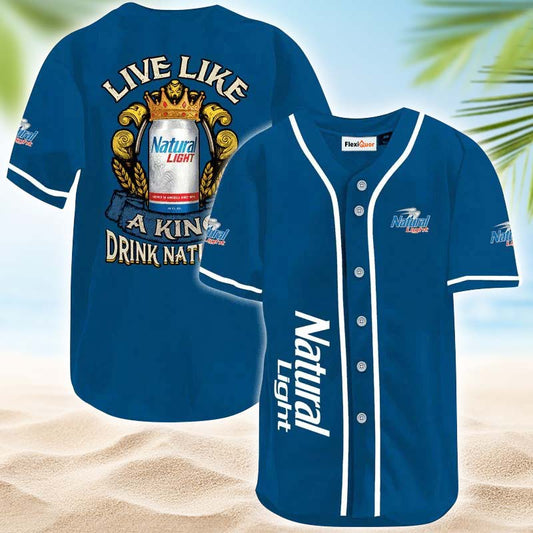 Natural Light Live Like A King Baseball Jersey - Flexiquor.com