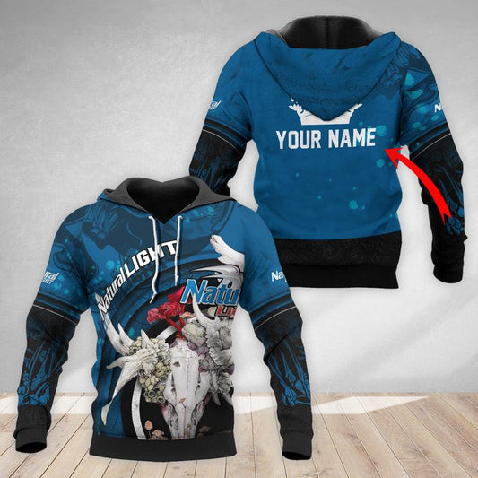 Personalized Natural Light Deer Skull With Mushrooms Hoodie & Zip Hoodie - Flexiquor.com