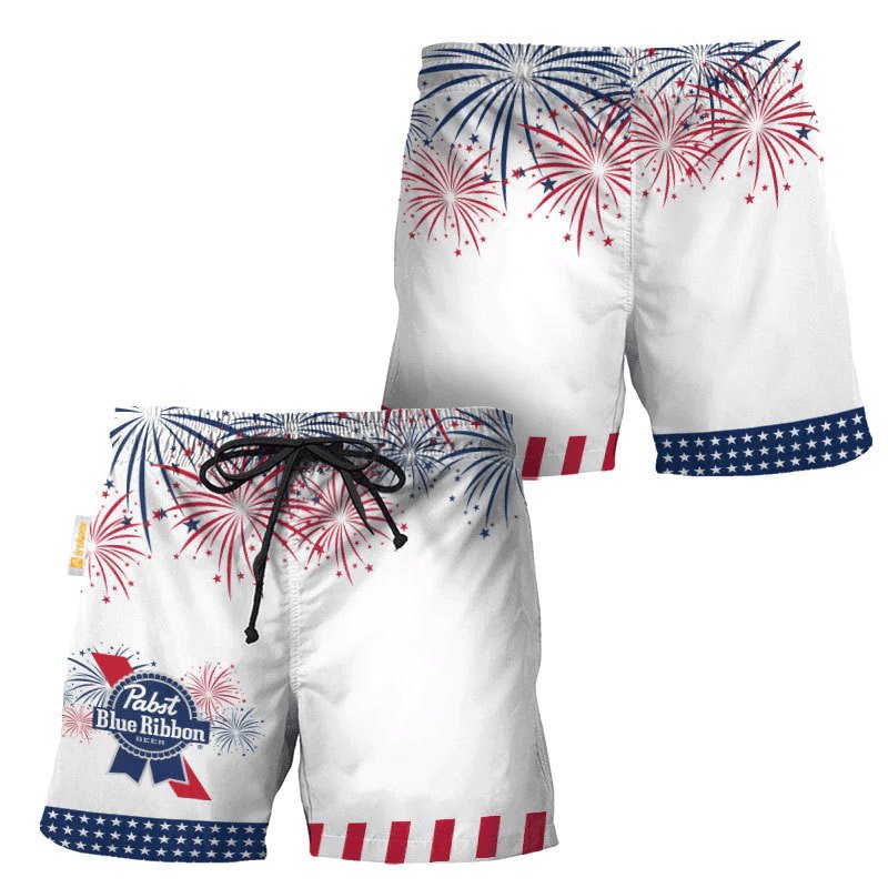 Pabst Blue Ribbon American Independence Day Swim Trunks - Flexiquor.com