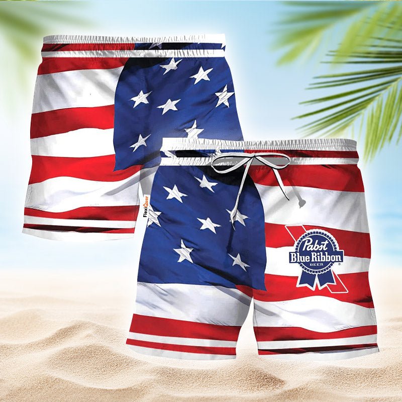 Pabst Blue Ribbon Fourth Of July Swim Trunks - Flexiquor.com