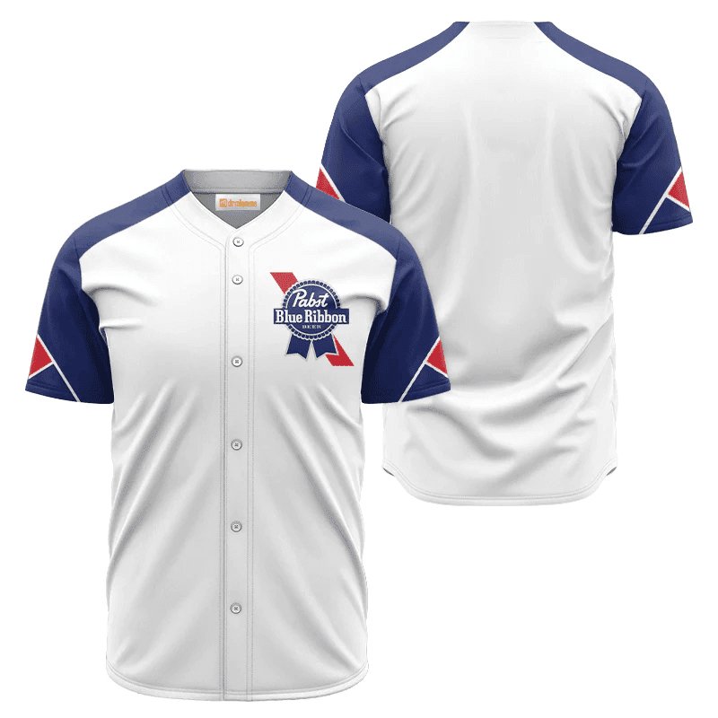 Pabst Blue Ribbon White And Blue Jersey Shirt - Flexiquor.com