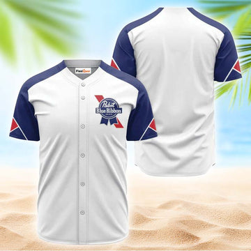 Pabst Blue Ribbon White And Blue Jersey Shirt - Flexiquor.com