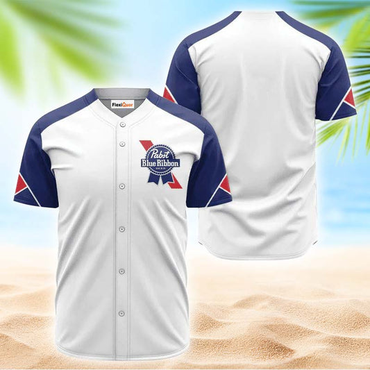 Pabst Blue Ribbon White And Blue Jersey Shirt - Flexiquor.com