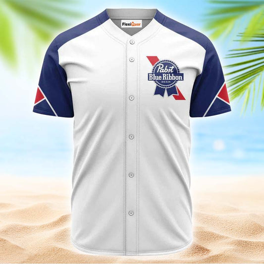 Pabst Blue Ribbon White And Blue Jersey Shirt - Flexiquor.com