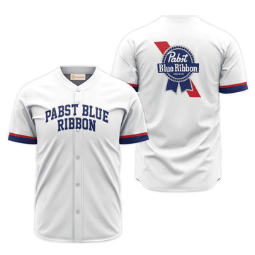 Pabst Blue Ribbon White Jersey Shirt - Flexiquor.com