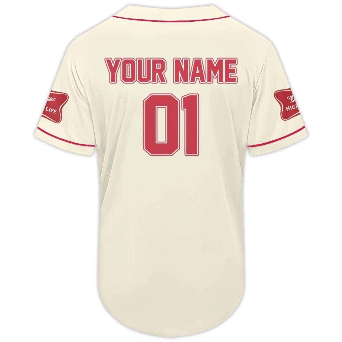 Personalized Beige Miller High Life Baseball Jersey - Flexiquor.com