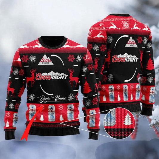 Personalized Black Coors Light Ugly Sweater