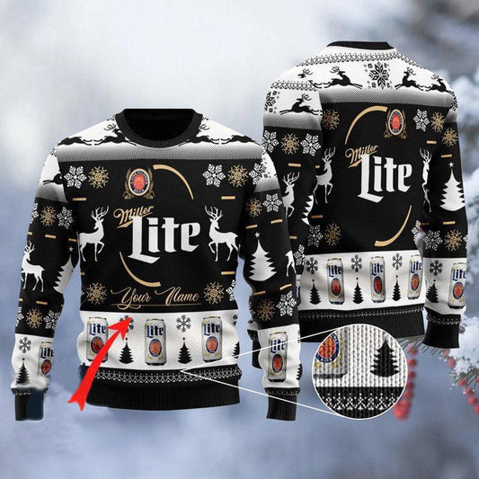 Personalized Black Miller Lite Ugly Sweater