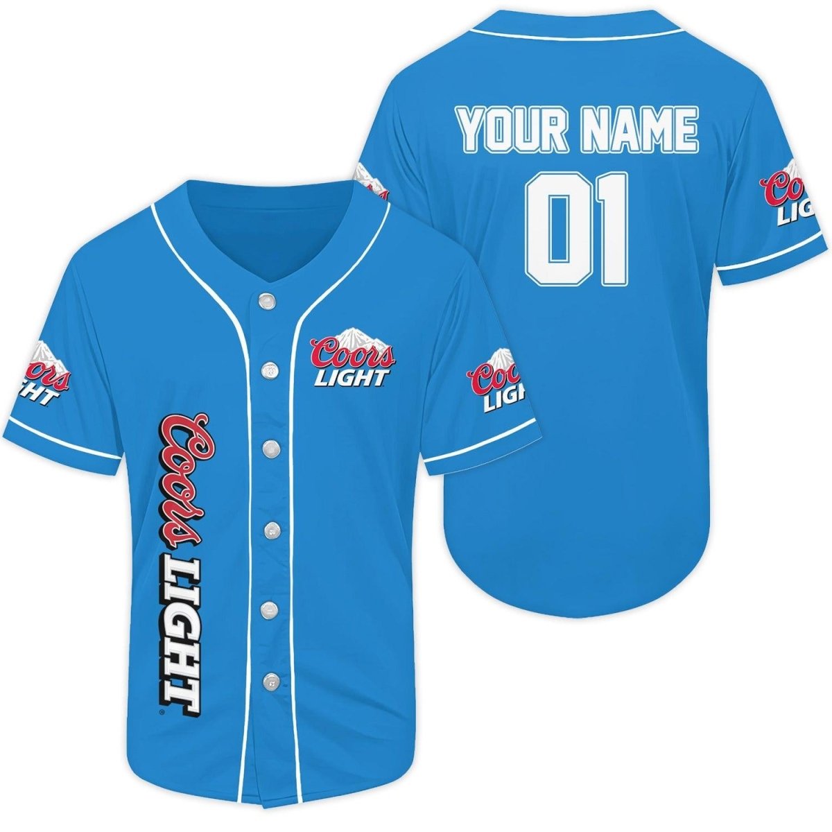 Personalized Blue Coors Light Beer Baseball Jersey - Flexiquor.com