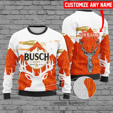 Personalized Busch Beer Reindeer Ugly Sweater