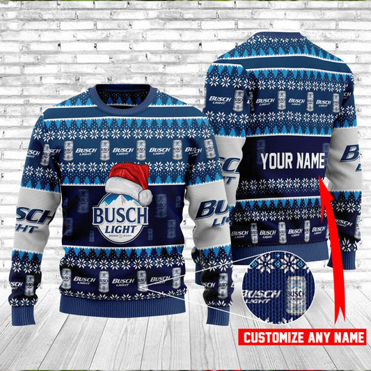 Personalized Busch Light Christmas Ugly Sweater - Flexiquor.com