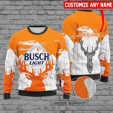 Personalized Busch Light Reindeer Ugly Sweater